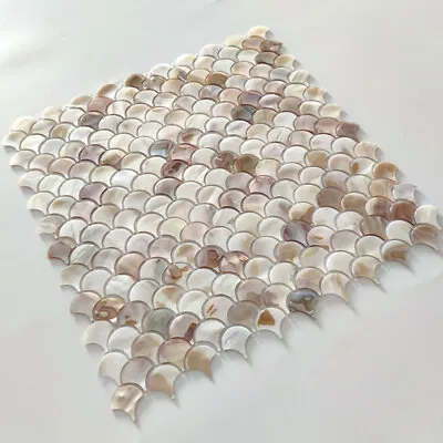 Natural Shell Mosaic Fan-shaped Black Mother Of Pearl Backsplash Wall Tiles • $33.70