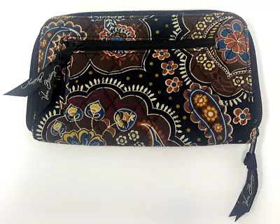 Vera Bradley Kensington Brown Paisley Wristlet Zipper Wallet - Retired • $13.99