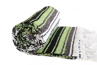 MEXICAN Blanket LIME GREEN Hot Rod Southwestern Yoga Mat Throw Authentic Soft • $17.99