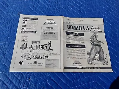 Original GODZILLA Aurora Model Kit Instruction Sheet ONLY 466 • $1.43