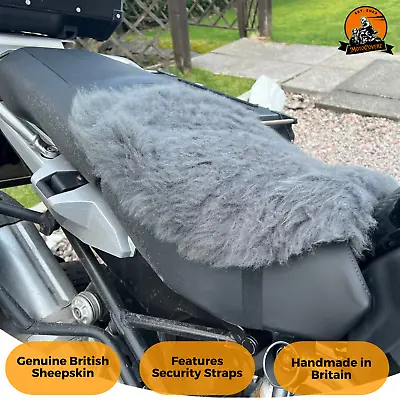 Adventure Motorcycle Tour Sheepskin Seat  Pad Cover Security Straps Universal • $55.94