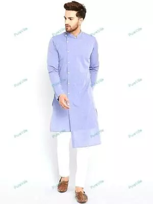 Indian Traditional Mens Pathani Kurta Linen Clothing Handmade Soft New Kurta • £31.46