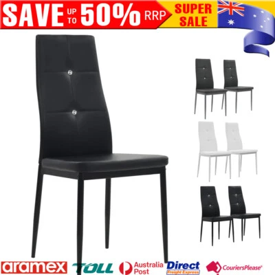 $141.59 • Buy 2/4/6x Dining Chair Faux Leather Kitchen Dinner High Back Padded Seat Seating