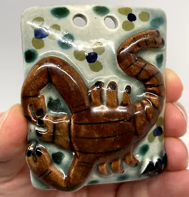 VTG Mexican Pottery Decorative Tile Scorpion Zodiac Scorpio Signed Handmade • $10.97