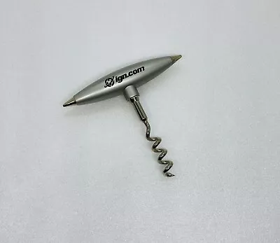 Vintage IGN Company Advertising Wine Cork Screw Opener Chrome Steel Handle 29 • $20.22