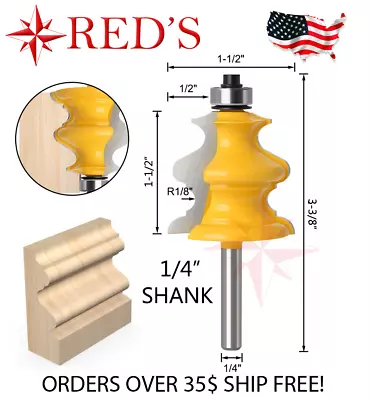 REDS Y80769-4 - 1-1/2  Decorative Molding Router Bit 1/4  Shank • $11.99