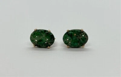 $12.50 • Buy Vintage 14k Gold Carved Jade Jadeite Earrings