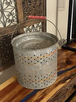 Vintage Falls City Air Breather Galvanized Minnow Bucket Red Handle No. 810 G • $15