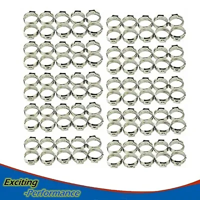 100 Pieces Stainless Steel 1/2  PEX Ear Clamp Cinch Rings Crimp Pinch Fitting • $16.18