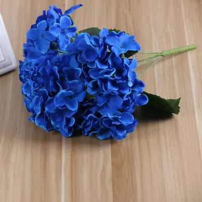 5 Heads Artificial Hydrangea Fake Silk Flowers Bouquet Home Wedding Party Decor • £5.81