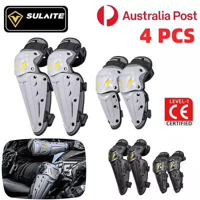 SULAITE 4X Motorcycle Knee Elbow Pads Shin Armor Guard Brace Protective Racing • $36.68