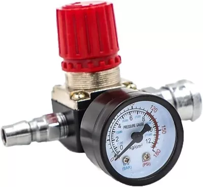 3 Way Air Compressor 1/4  Pressure Regulator Gauge 140PSI Control Valve • $25.89