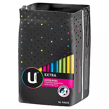 U By Kotex Pads Extra Super With Wings - 14 Pack • $5.69