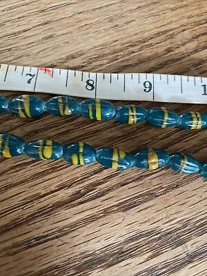 African Beads Glass Green Yellow Strand Congo Vintage Art Craft Jewelry • $15