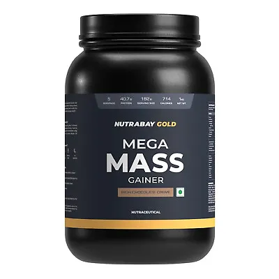 Nutrabay Gold Mega Mass Weight Gainer - 1Kg Flavor - Rich Chocolate Creme • $48.50