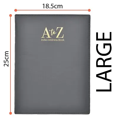 LARGE Faux Leather PADDED A-Z ADDRESS BOOK 18.5 X 25cm Telephone Contacts Diary • £6.98