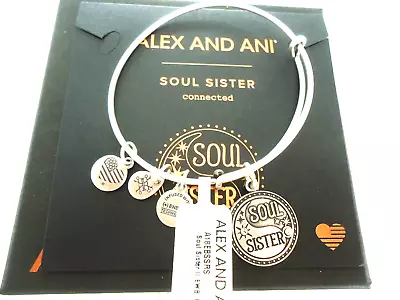 $46.36 • Buy Alex And Ani SOUL SISTER II Russian Silver Charm Bangle New W/ Tag Card & Box