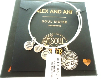 $46.36 • Buy Alex And Ani SOUL SISTER II Russian Silver Charm Bangle New W/ Tag Card & Box