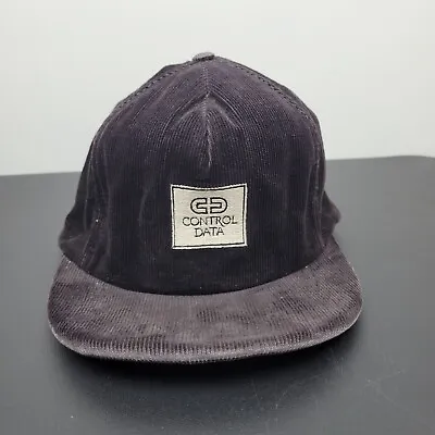 VINTAGE Control Data Hat Cap Mens Snapback Black Corduroy Grunge Hip Hop Street • $11.20