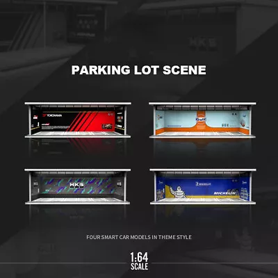 1/64 Diorama Car Garage Model LED Lighting Car Parking Lot Backdrop Scene Model • $21.19