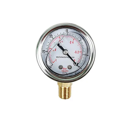 HFS(R) 2  Oil Filled Vacuum Pressure Gauge - Ss/Br 1/4  Npt Lower Mount -30Hg/0 • $9.99