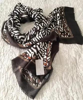 Zara Soft Feel Zebra & Chain Print Scarf With Frayed Edges BNWT LAST ONE • £14.95