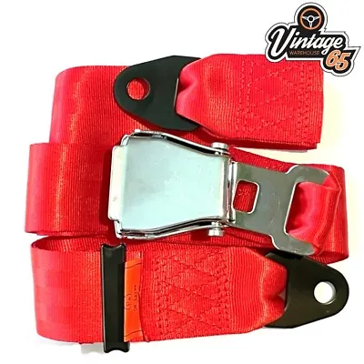 Classic Triumph MG Chrome Buckle 2 Point Adjustable Static Seat Lap Belt Red • $247.46