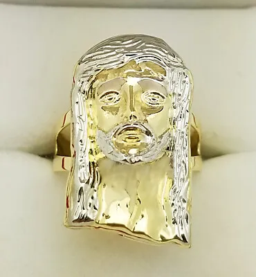 Men's Jesus Face Ring 10K Yellow Gold Jesus Head Ring  • $179.25