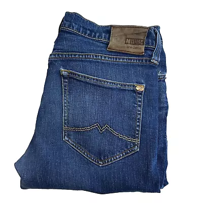 MUSTANG Jeans Mens W34 L33 Blue Slim Fit Tapered Low Rise Stretch Zip OREGON • $8.70