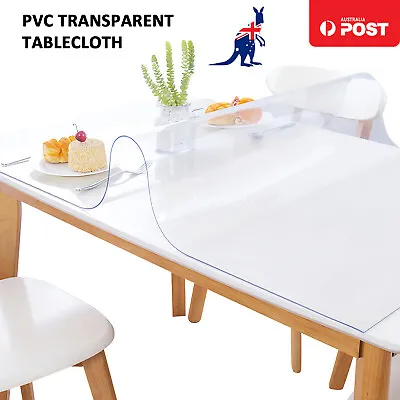$54.99 • Buy PVC Wipe Clean Transparent Tablecloth Waterproof Soft Table Protection Cover AU