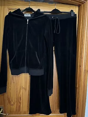 Black Velour Juicy Couture Tracksuit Size Medium Top .. Size Small Bottoms • £50