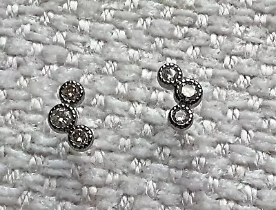 VINTAGE LA ROSE Oxidized Silver & Diamond Trio Stud Earrings~$435 Retail • $375