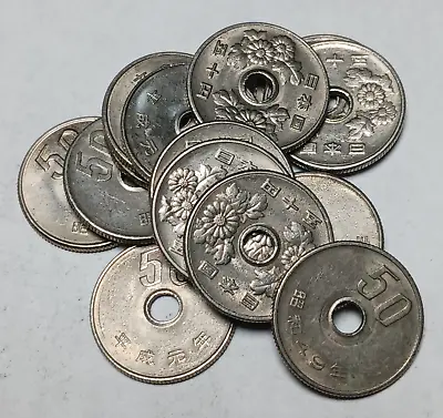 $7.95 • Buy 5x Japan 50 Yen - Small Type Random Dates - Vintage Japanese Coins - Please Read