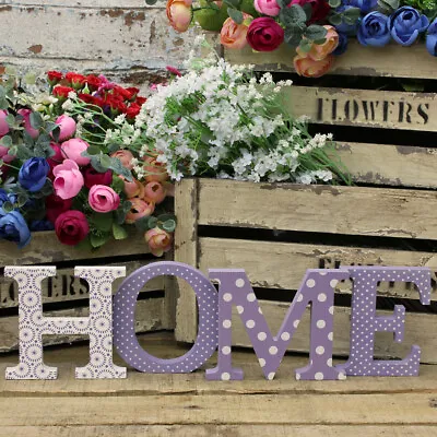 HOME Plaques Signs Wooden Letters Home Decorative Ornaments Shelving Display UK • £9.29