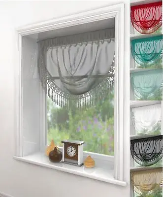 MAISIE SERENITY  MACRAME VOILE SWAG CURTAIN ~ Decorative Drapes Pelmet Valance • £7.89