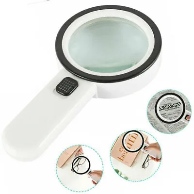 Magnifying Glass 30X Large 12 LED Light Handheld Reading Magnifier • £6.85