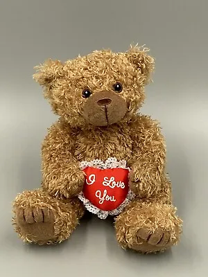 7” Brown Teddy Bear Plush Holding Red I Love You Heart Artistic Toys Promotions • $8.80