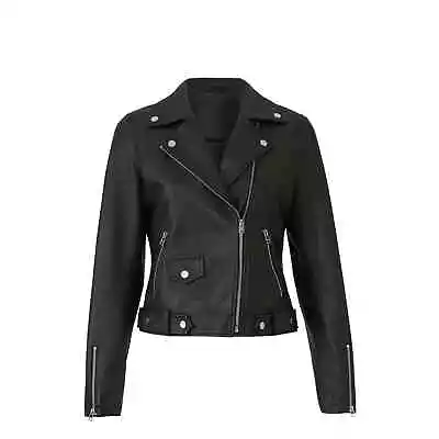 Slate & Willow Black Leather Biker Moto Jacket Size M • $225