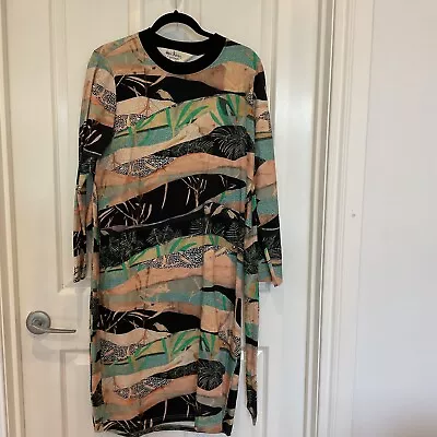 Gorman + Dana Kinter Palm Leave And Bird T-shirt Dress 8 • $35