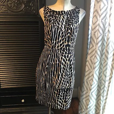 Vince Camuto Womens Size 4 Animal Print Zip Sleeveless Boat Neck Sheath Dress • $20