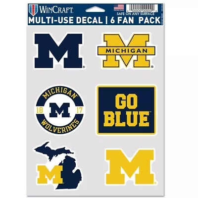 Michigan Wolverines Multi-Use 6 Fan Pack NCAA Decal Stickers *Free Shipping • $7.97
