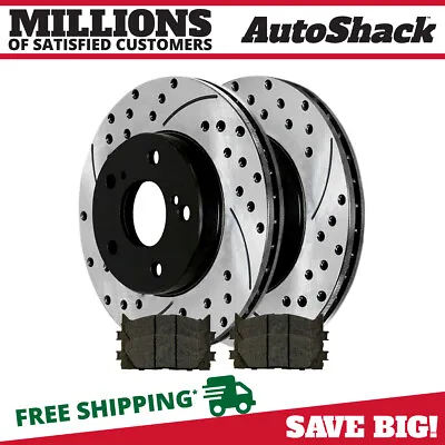 $59.50 • Buy Front Drilled Slotted Brake Rotors Black & Pads For Toyota Camry Lexus ES350 V6