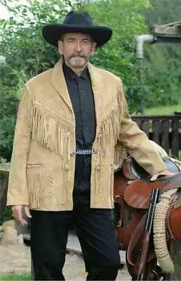 Men's Native American Cowboy Jacket Fringe Leather Jacket - Western Suede Jacket • $119.99