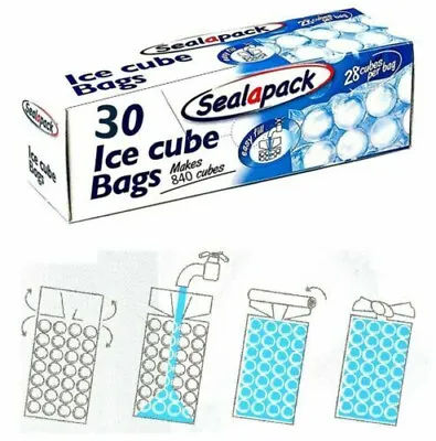 30 ICE CUBE BAGS Baby Food Cocktail BBQ Party Camping No Spilling UK • £4.95