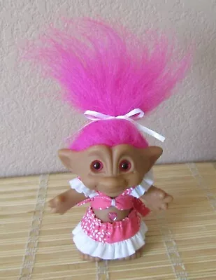 Vtg. Ace Novelty 4  Troll-Pink Hair & Heart Shaped Jewel-Handmade 2 Pc. Outfit • $11.99