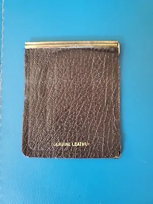 Vintage Genuine Leather Pocket Money Clip Holder . Brown • $8
