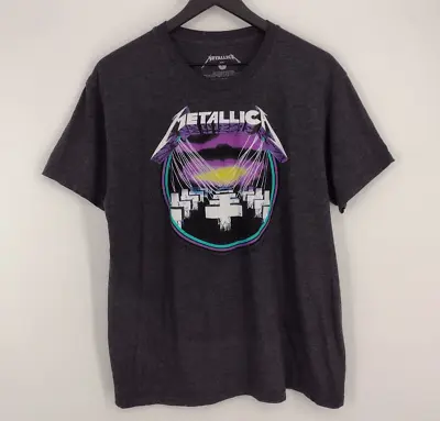 Metallica Master Of Puppets Crosses Graveyard Purple Dark Gray T-Shirt Mens L • $19.99