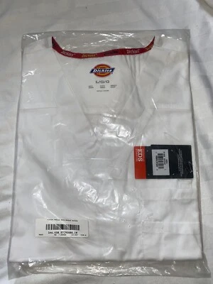 £3.99 • Buy Dickies Unisex V-Neck White Medical Scrubs Top  (L) BNWT