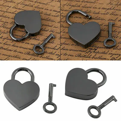 Small  Heart Padlock Tiny Luggage Bag Diary Lock +Keys Decoration Premium HG • $7.06