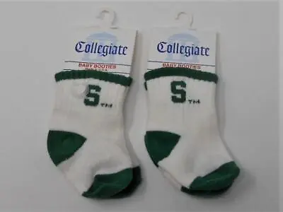 Too Cute! New Licensed Michigan State Spartans Baby Booties Socks 2 Pair  S136 • $8.09